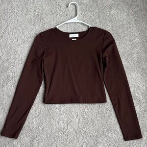 Aritzia Rich Brown contour Long Sleeve Top